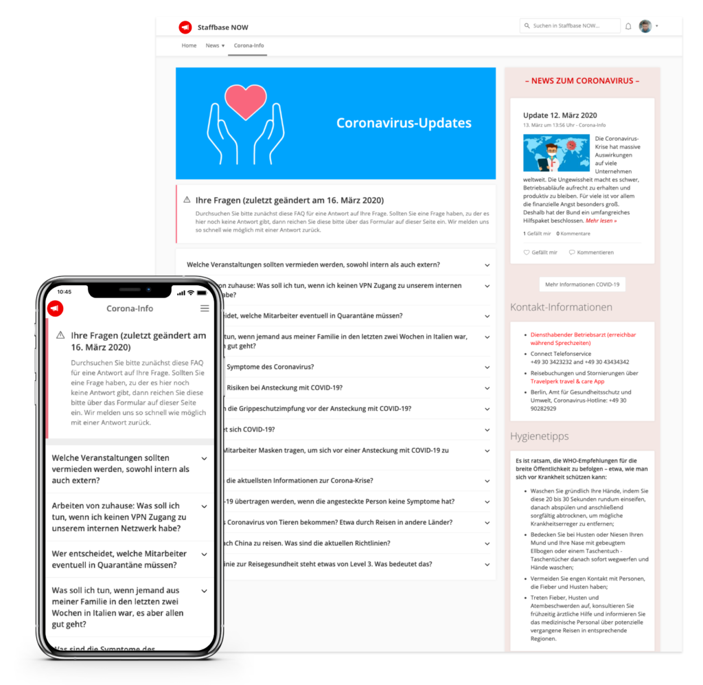 Eine FAQ-Seite gibt eine Übersicht zu allen wichtigen Informationen