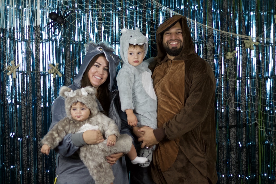 Agata Szada and her family at Bananatag company halloween party